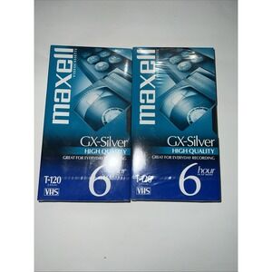 New Maxell  T-120 Gx Silver  VHS Sealed Up to 6 Hours‎ Lot Of 2